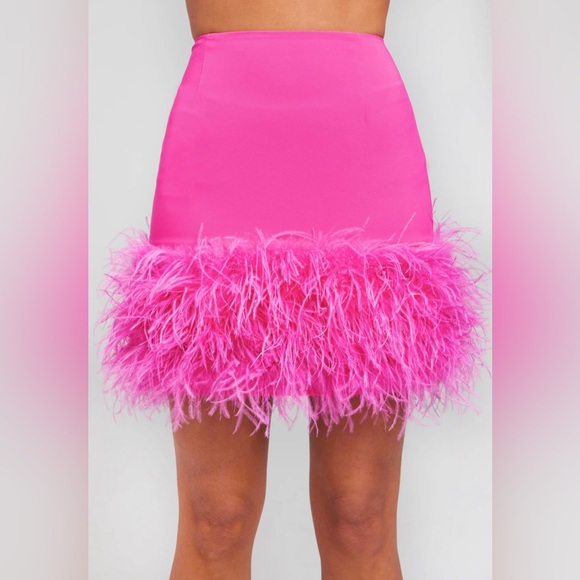NADINE MERABI Pink Feather Trim Dress - Picture 2 of 2